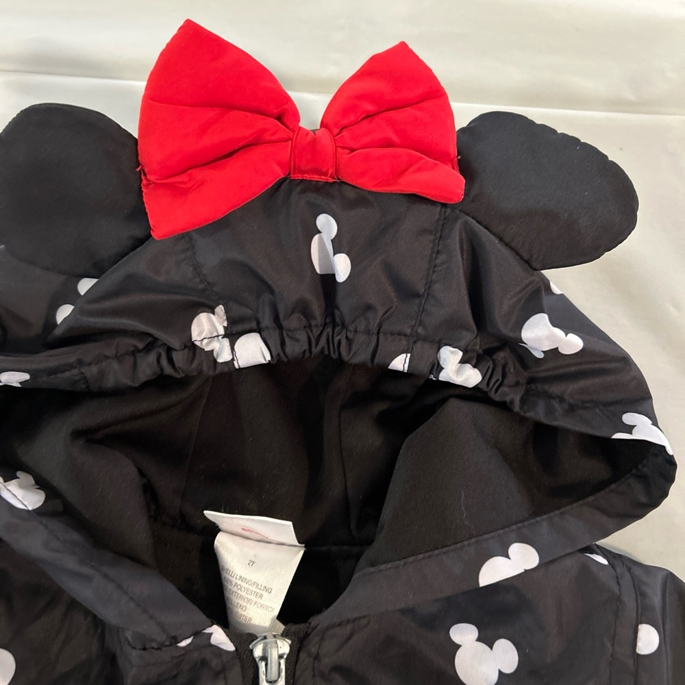 Disney Junior Minnie Mouse Girls Black Zipper Front Hooded Jacket 2T - Picture 5 of 11